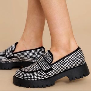 STEVE MADDEN GIORGINA CHUNKY LOAFERS IN RHINESTONE